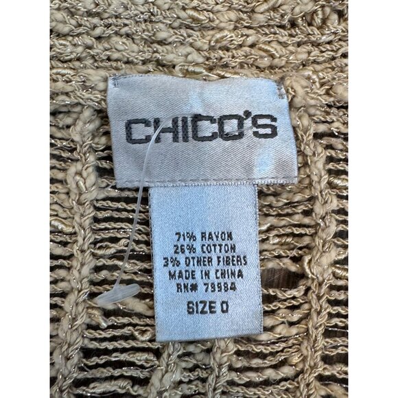 Chicos Open-Stitch Knit Sweater Womens Size 0 Beige Lightweight Casual Long Slee - Picture 3 of 4
